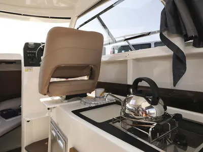 Galley of Angela, a Beneteau Antares 8 OB motorboat at Grad Biograd na Moru, Croatia