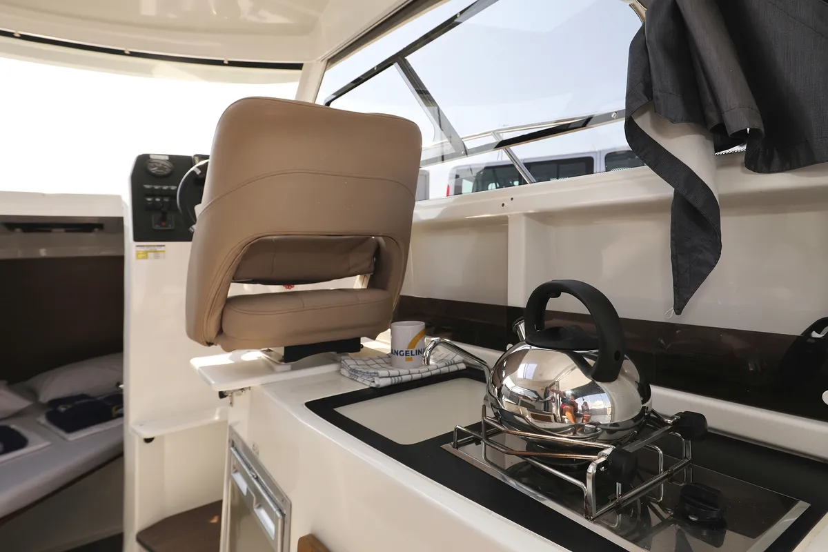 Galley of Angela, a Beneteau Antares 8 OB motorboat at Grad Biograd na Moru, Croatia