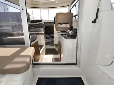 Salon of Angela, a Beneteau Antares 8 OB motorboat at Grad Biograd na Moru, Croatia