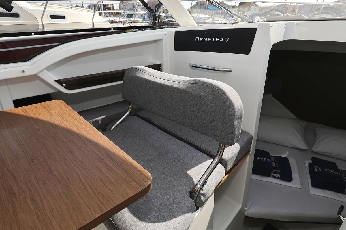 Salon of Angela, a Beneteau Antares 8 OB motorboat at Grad Biograd na Moru, Croatia