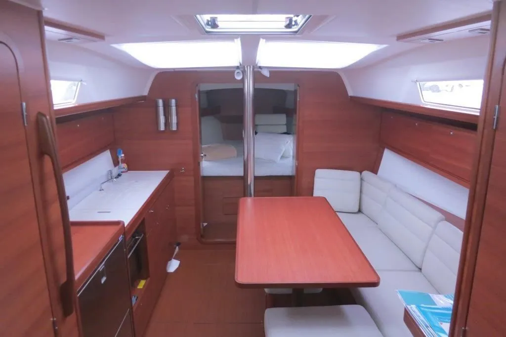 Salon of Fever, a Dufour 382 GL sailboat at Portoferraio, Italy