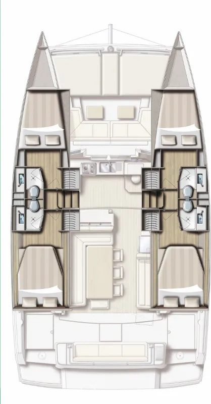 Floor plan of Kos 41.15, a Bali 4.1 catamaran at Municipal Unit of Lefkada, Greece