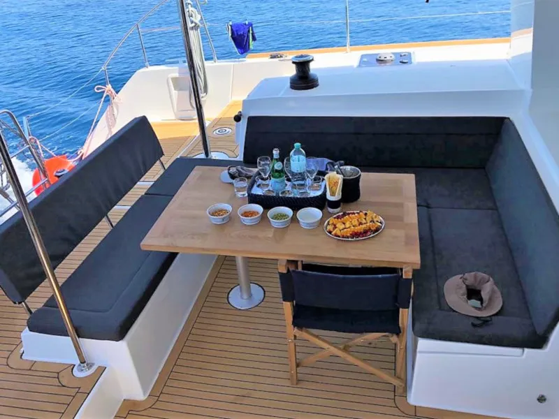 Deck of Celinka, a Lagoon 450 Sport catamaran at Sukošan, Croatia