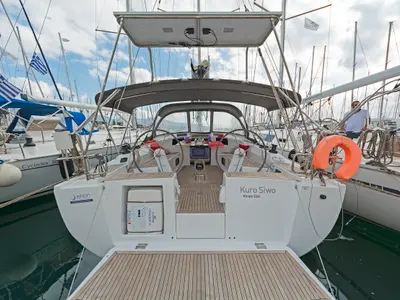 Deck of Kuro Siwo, a Hanse 415 sailboat at Municipal Unit of Rhodes, Greece
