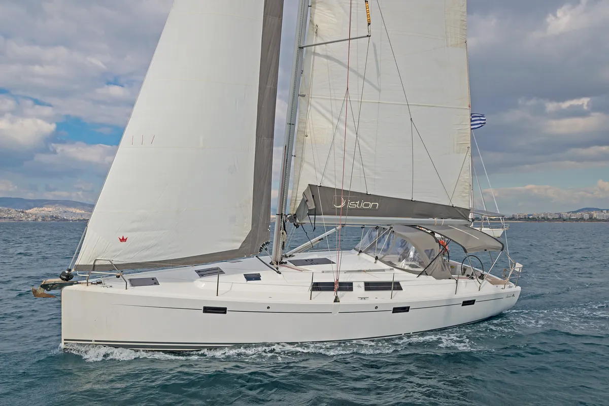 Exterior view of Kuro Siwo, a Hanse 415 sailboat at Municipal Unit of Rhodes, Greece