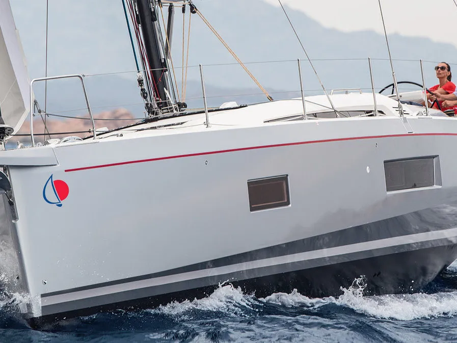 Exterior view of Sunsail 52.4 Classic, a Beneteau Oceanis 51.1 sailboat at Municipal Unit of Lefkada, Greece