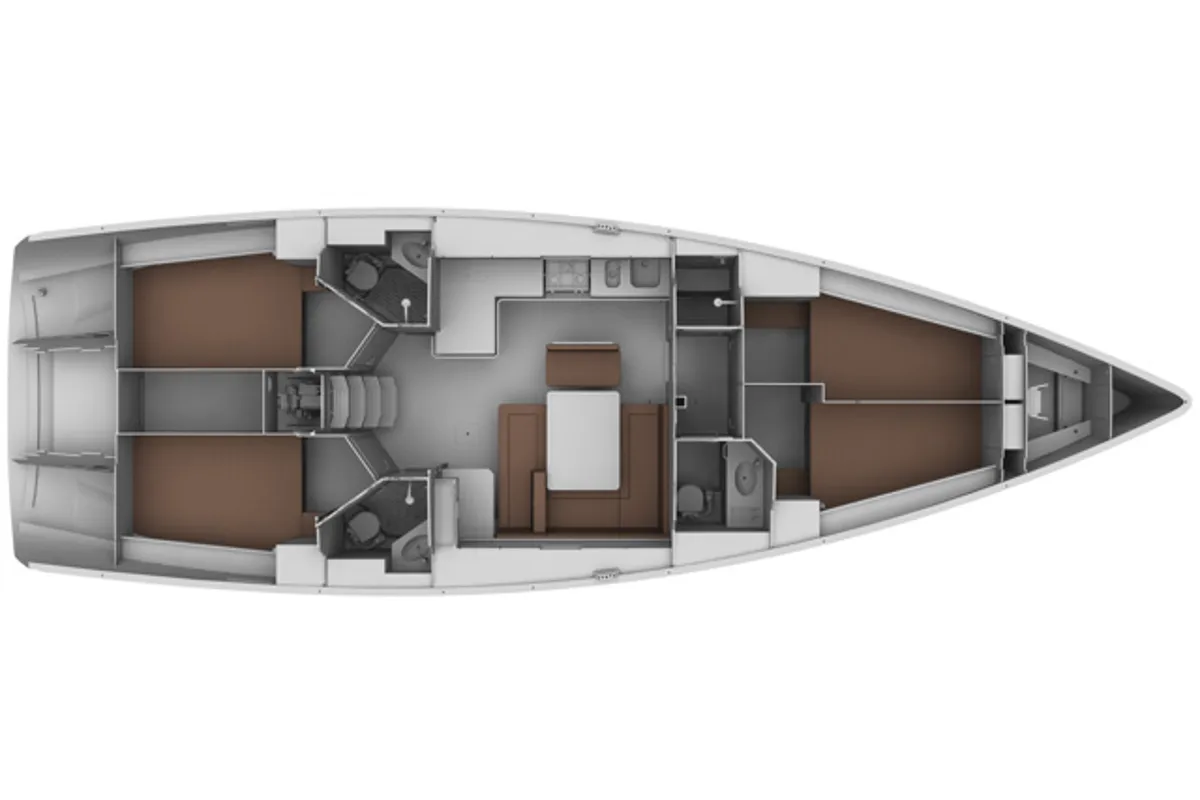 Floor plan of Presto I, a Bavaria Cruiser 45 sailboat at Općina Sukošan, Croatia