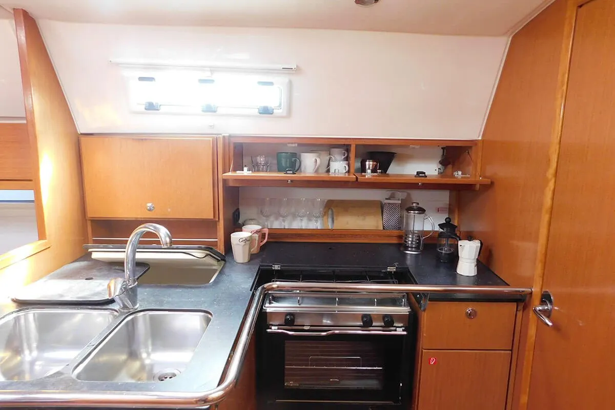 Galley of Ifigenia, a Bavaria Cruiser 36 sailboat at Kontokali, Greece