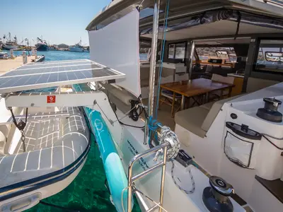 Salon of Whale Symphony, a Bavaria Nautitech 40 open NEW catamaran at Tribunj, Croatia