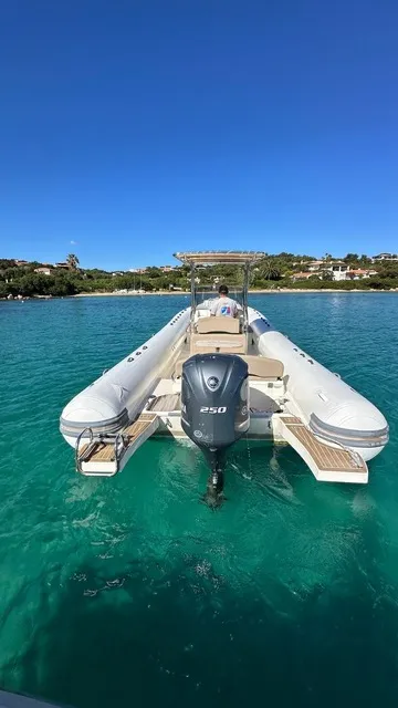 Exterior view of Gulet Motorboat, a motorboat at Poltu Quatu, Italy