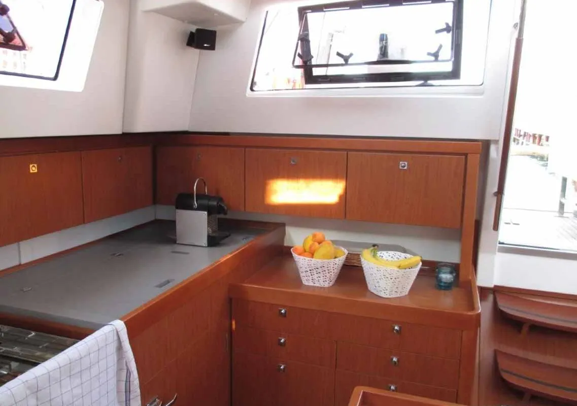 Galley of Waypoint I, a Beneteau Sense 50 sailboat at Jezera, Croatia