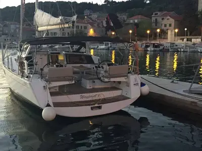 Cockpit of Waypoint I, a Beneteau Sense 50 sailboat at Jezera, Croatia