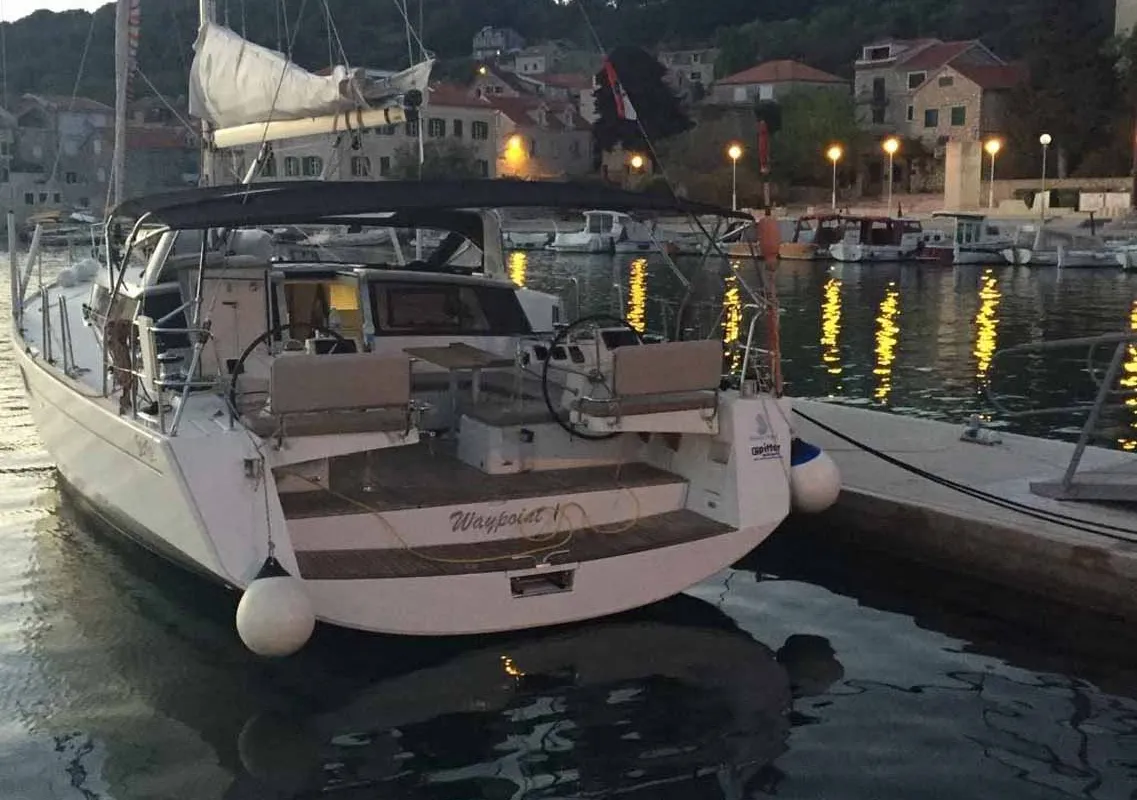 Cockpit of Waypoint I, a Beneteau Sense 50 sailboat at Jezera, Croatia