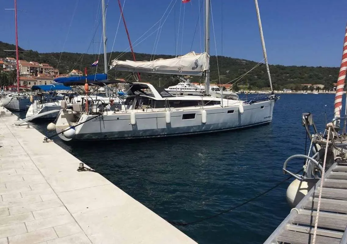 Exterior view of Waypoint I, a Beneteau Sense 50 sailboat at Jezera, Croatia