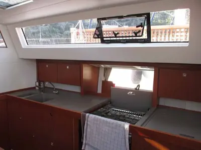 Galley of Waypoint I, a Beneteau Sense 50 sailboat at Jezera, Croatia