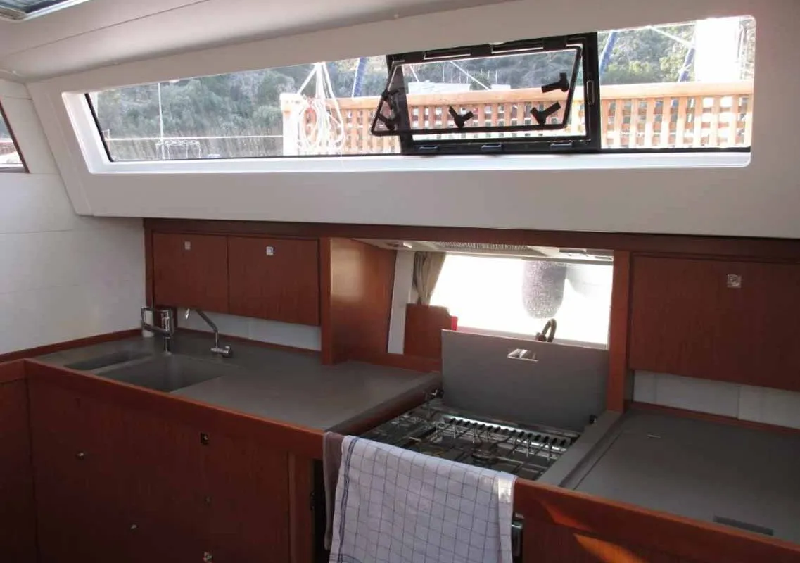 Galley of Waypoint I, a Beneteau Sense 50 sailboat at Jezera, Croatia