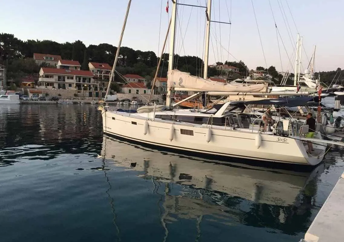 Exterior view of Waypoint I, a Beneteau Sense 50 sailboat at Jezera, Croatia