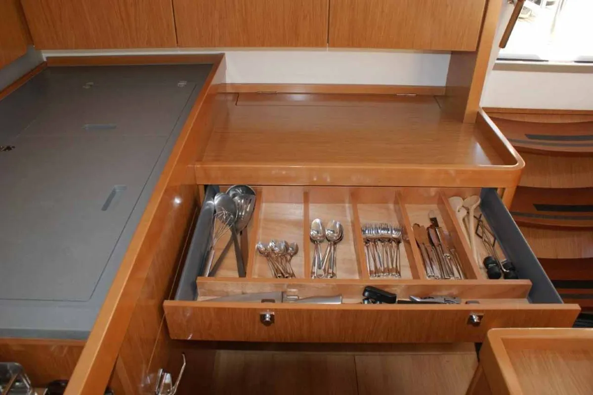 Galley of Waypoint I, a Beneteau Sense 50 sailboat at Jezera, Croatia