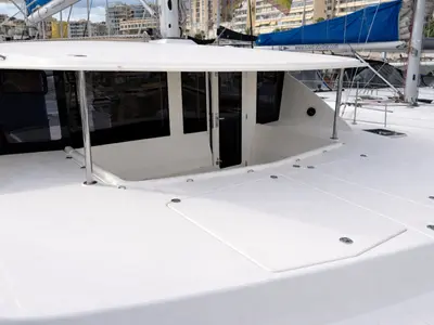 Deck of Portals Vells, a Leopard 44 catamaran at Palma de Mallorca, Spain