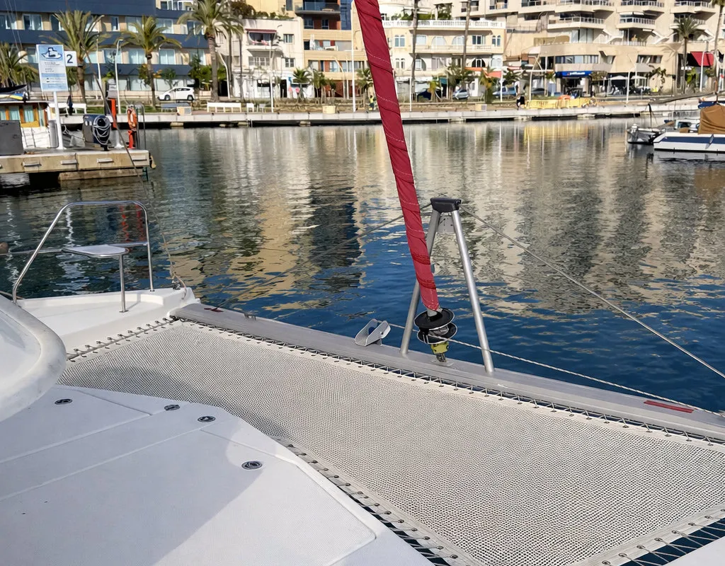 Deck of Portals Vells, a Leopard 44 catamaran at Palma de Mallorca, Spain