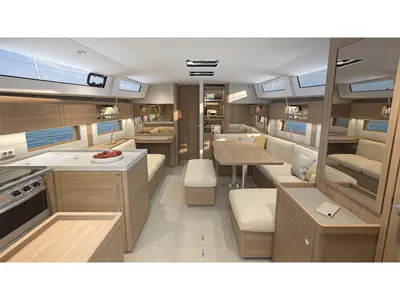 Galley of Eurania - Comfort line, a Beneteau Oceanis 47 sailboat at Tonnarella, Italy