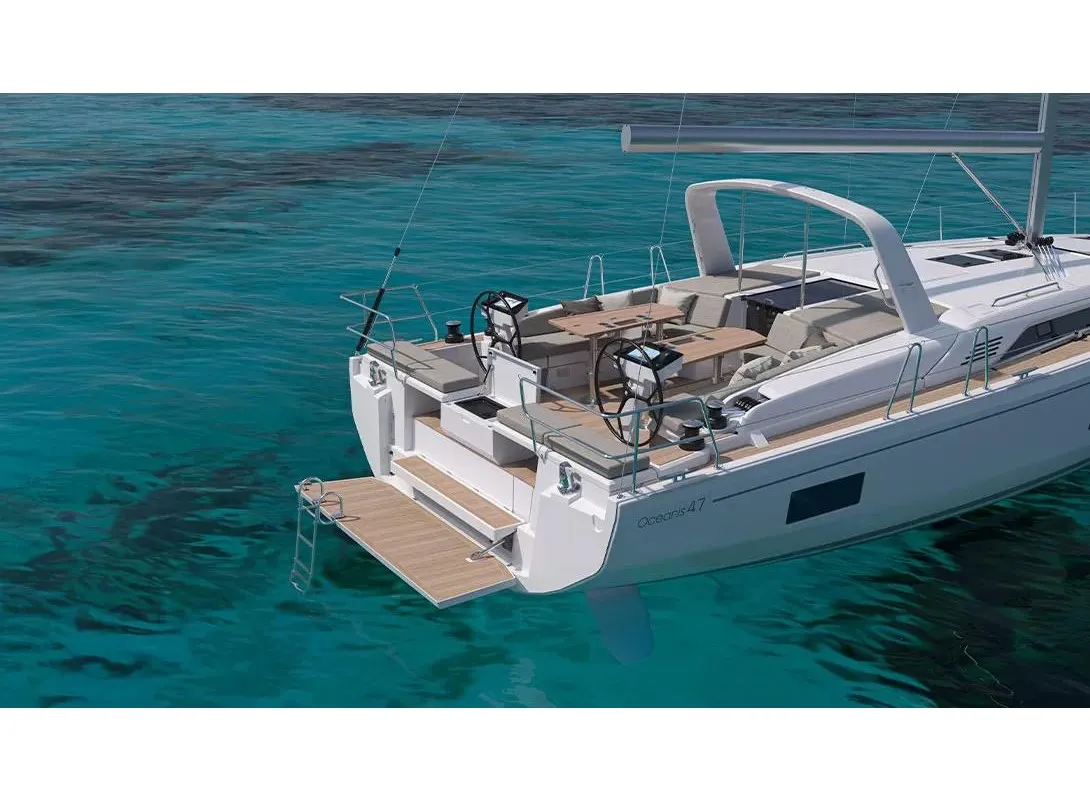 Exterior view of Eurania - Comfort line, a Beneteau Oceanis 47 sailboat at Tonnarella, Italy