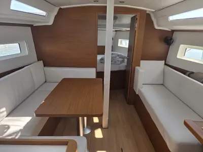Salon of Ancsika, a Jeanneau Sun Odyssey 380 sailboat at Pirovac, Croatia