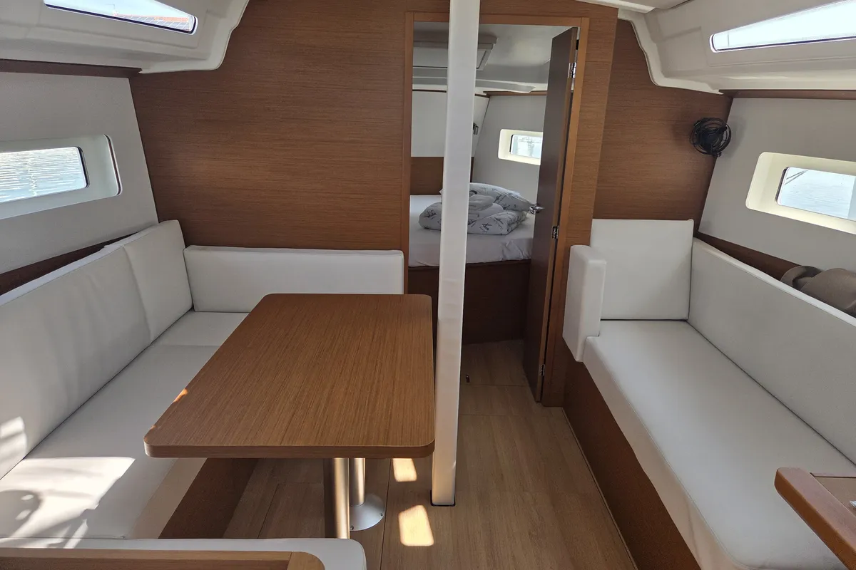 Salon of Ancsika, a Jeanneau Sun Odyssey 380 sailboat at Pirovac, Croatia