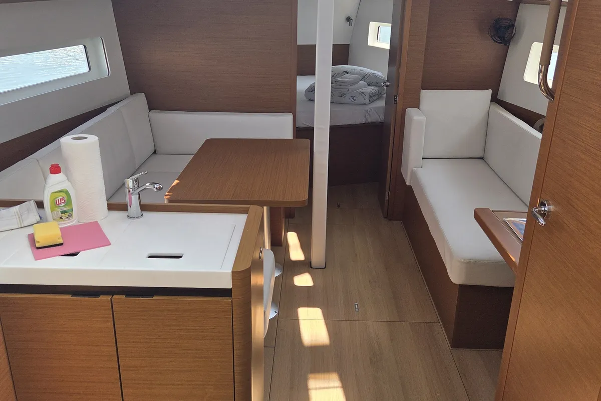 Salon of Ancsika, a Jeanneau Sun Odyssey 380 sailboat at Pirovac, Croatia