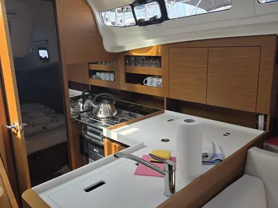 Galley of Ancsika, a Jeanneau Sun Odyssey 380 sailboat at Pirovac, Croatia