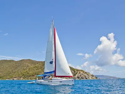 Exterior view of Sunsail 47 Classic, a Jeanneau Sun Odyssey 469 sailboat at Dubrovnik, Croatia