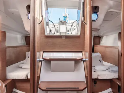 Cabin on Afrodite, a Jeanneau Sun Odyssey 349 sailboat at Municipal Unit of Palairos, Greece