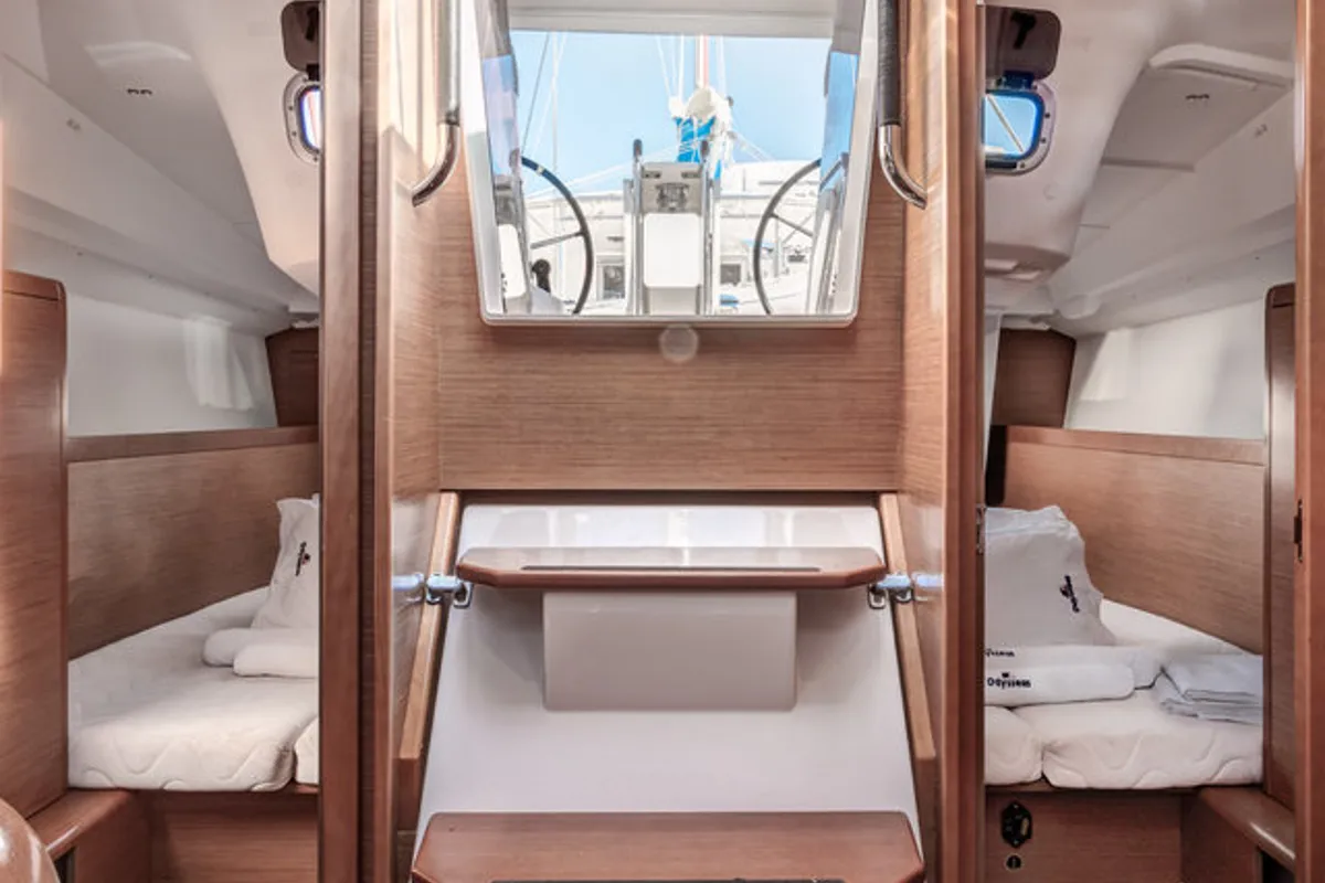 Cabin on Afrodite, a Jeanneau Sun Odyssey 349 sailboat at Municipal Unit of Palairos, Greece