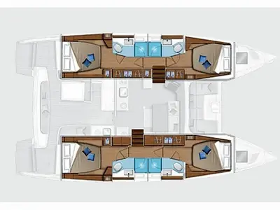 Floor plan of SKY LIMIT, a Lagoon 46 catamaran at Athens, Greece