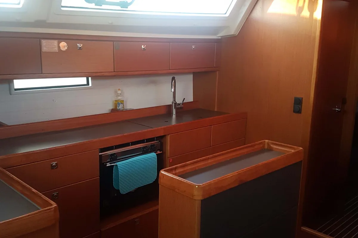 Galley of Diana I, a Bavaria 46 sailboat at Punat, Croatia