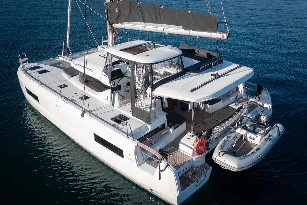 Exterior view of Fox, a Lagoon 43 catamaran at Seget Donji, Croatia