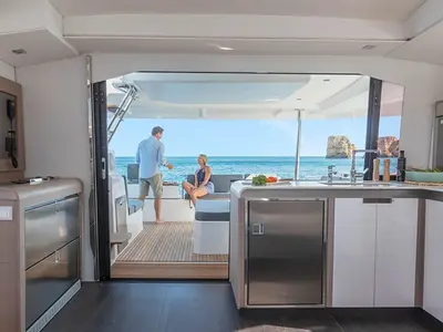 Galley of Two Phish, a Fountaine Pajot Elba 45 catamaran at Road Town, British Virgin Islands