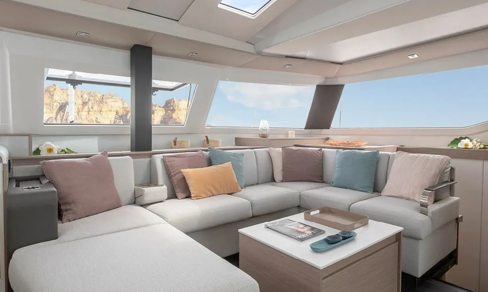 Salon of Two Phish, a Fountaine Pajot Elba 45 catamaran at Road Town, British Virgin Islands