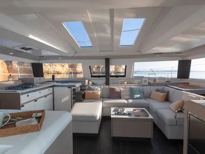 Salon of Two Phish, a Fountaine Pajot Elba 45 catamaran at Road Town, British Virgin Islands