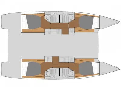 Floor plan of Timeless Planet, a Fountaine Pajot Astréa 42 catamaran at Marsala, Italy