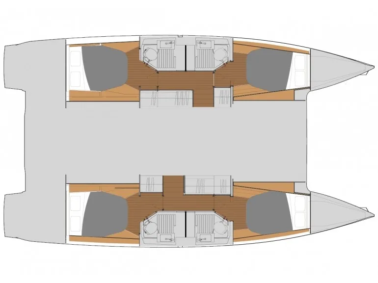 Floor plan of Timeless Planet, a Fountaine Pajot Astréa 42 catamaran at Marsala, Italy