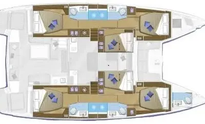 Floor plan of Lagoon 50, a catamaran at Central Abaco, Bahamas
