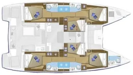Floor plan of Lagoon 50, a catamaran at Central Abaco, Bahamas