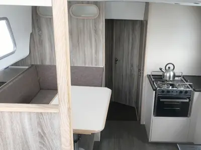 Galley of Caspian af Vadstena, a Naviga Nordica T 40 motorboat at Motala, Sweden