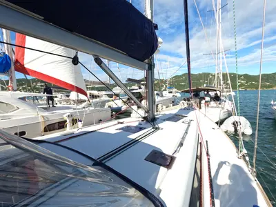 Deck of Jada, a Beneteau Oceanis 48 sailboat at Road Town, British Virgin Islands