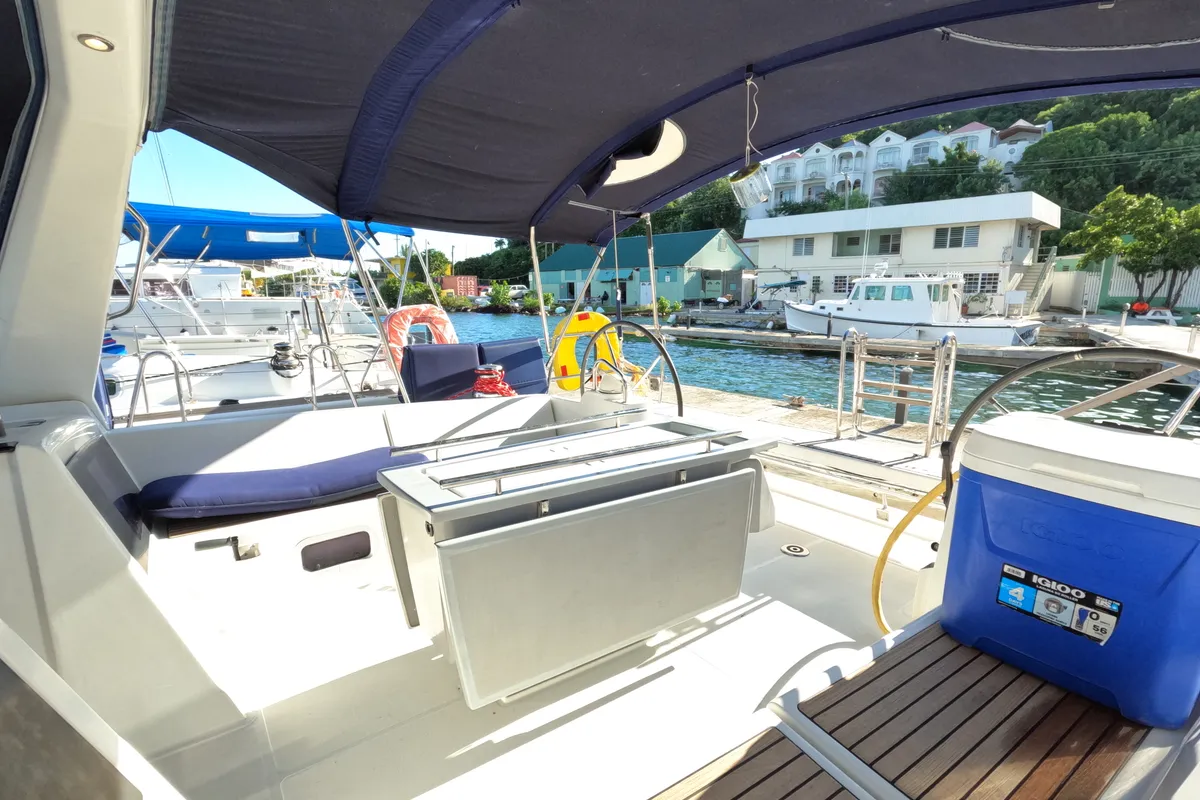 Deck of Jada, a Beneteau Oceanis 48 sailboat at Road Town, British Virgin Islands