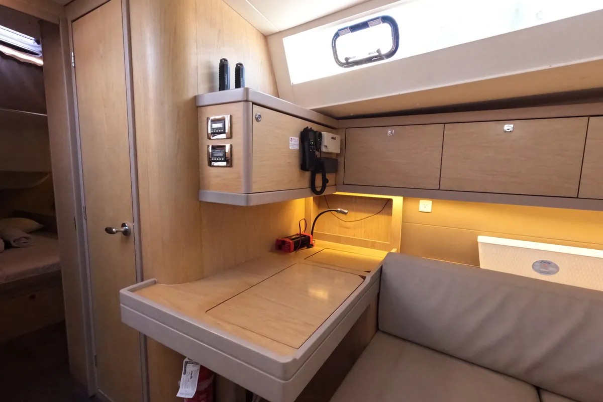 Salon of Jada, a Beneteau Oceanis 48 sailboat at Road Town, British Virgin Islands
