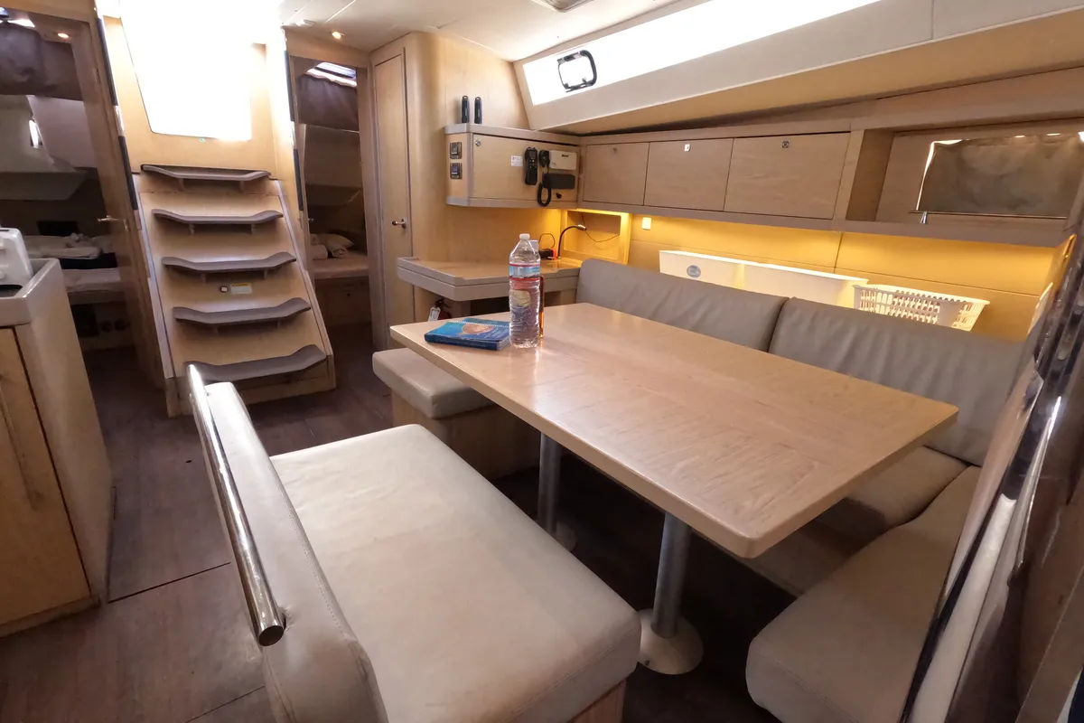 Salon of Jada, a Beneteau Oceanis 48 sailboat at Road Town, British Virgin Islands