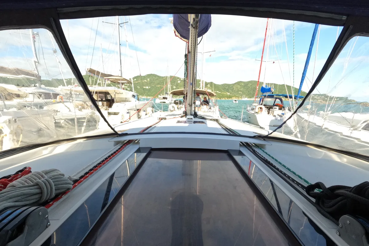 Deck of Jada, a Beneteau Oceanis 48 sailboat at Road Town, British Virgin Islands