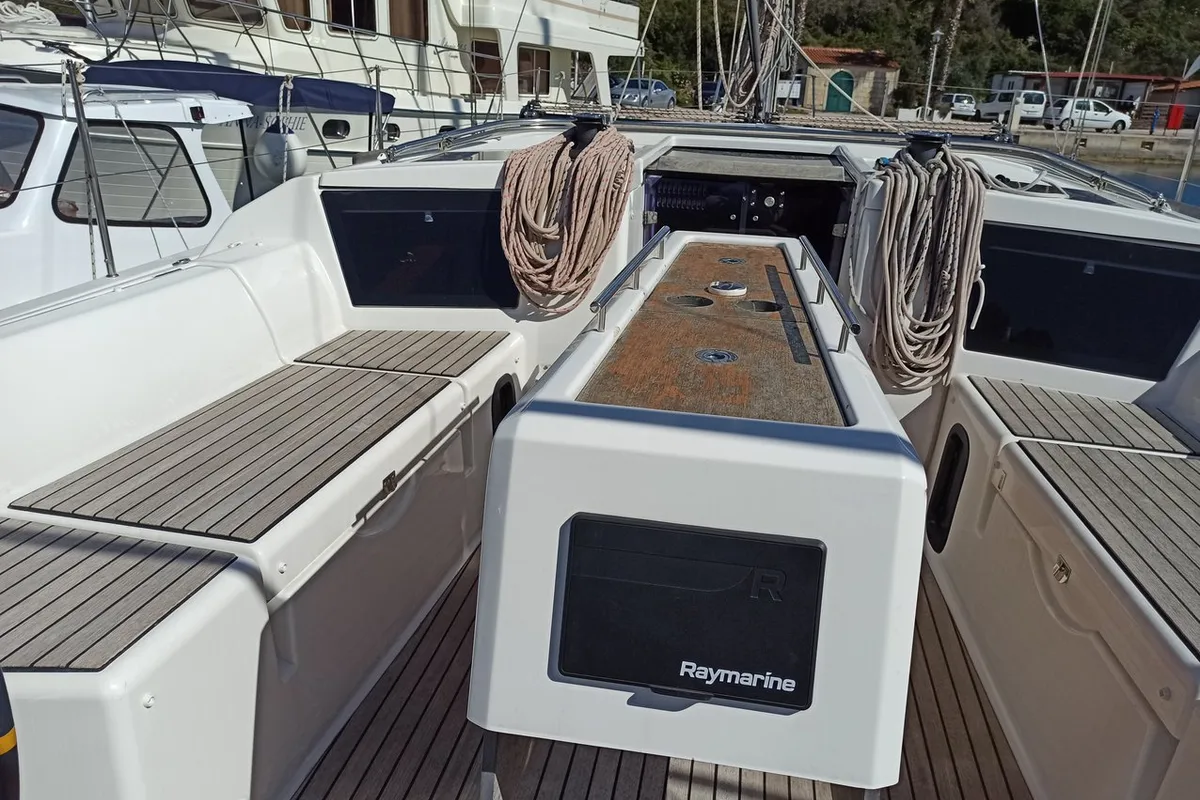 Cockpit of Esko (ex Manca), a Dufour 390 GL sailboat at Grad Pula, Croatia